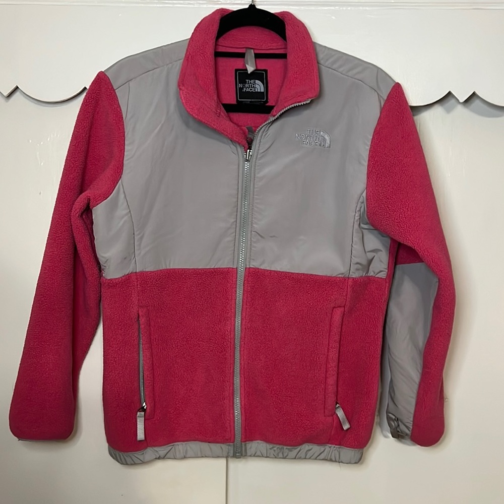 The North Face Youth Denali Fleece Jacket (Pink/Gray) - Girls Large